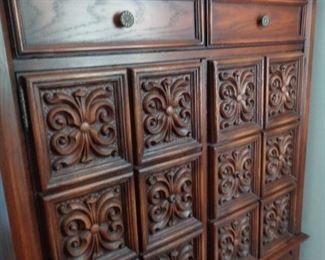 front of Vintage carved dresser