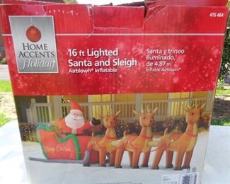 16ft Lighted Santa and Sleigh Blowup