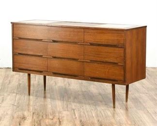 Mid-Century Walnut Buffet With Marble Top