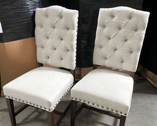 Tufted Cream Dining Chairs - Pair