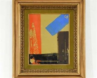 Abstract Red, Blue, And Mustard Painting By Miguel Chavez