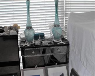 Gorgeous Vintage Mid-Century Mod Glass & Lucite Lamps w/original lamp shades 