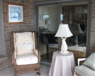 wicker rocker rabbit lamp 
