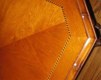 inlay detail to end table by sofa