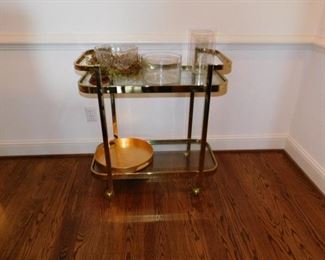 Brass cocktail serving cart