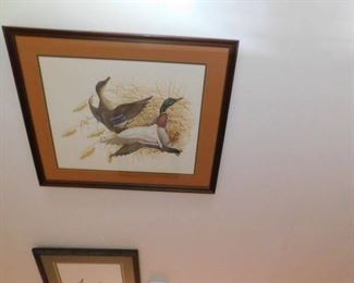 Signed and framed duck print by Charles Murphy