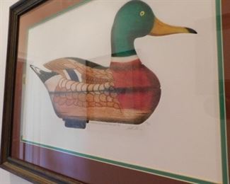 Signed and framed duck print