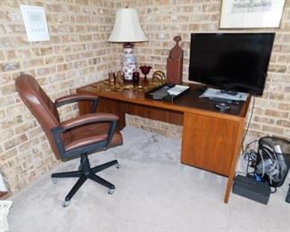 Desk, Chair, TV, Lamp, etc.