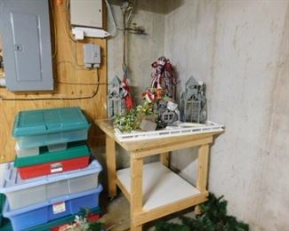 Crafting table and plastic storage containers