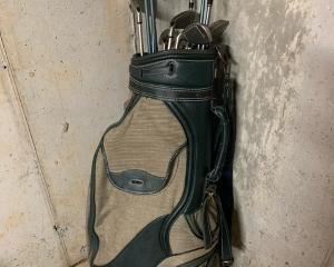 Two men's golf bags w/ Taylormade, Calloway, Ping, Big Bertha and others