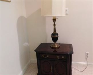 One of a pair of Century nightstands and lamps