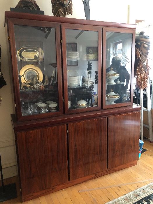Rosewood China Cabinet & Contents