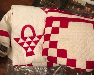 Red and White Hand Made Quilts