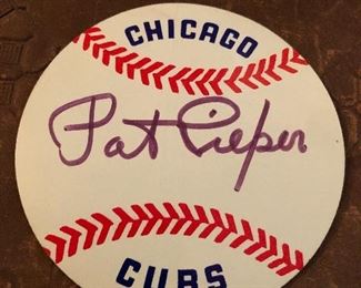 Pat Piefer Signed Chicago Cubs Sticker The Announcer