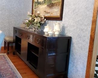 Black lacquered antique oriental cabinet