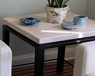 White Stone Top End Table w Coffee to match