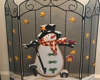 Christmas fireplace screen