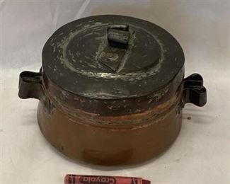 Antique Heavy Copper Container W/Lid