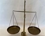 Antique Brass Scales With Weights Made In Greece 