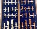 Vintage Hong Kong Chess Set Bone Carved Pieces