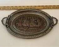 Antique Double Handle Heavy Copper Tray 