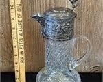 Vintage Water Pitcher w/ Silver Ornate Lid