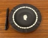 Vintage Black Jasperware Wedgwood Shallow Bowl