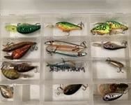 container full vintage top water lures