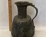 LARGE ANTIQUE ETCHED HANDLED TURKISH JUG