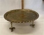 ANTIQUE FOOTED ROUND BRASS TRAY
