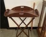 MAHOGONY BUTLERS TRAY TABLE W/ FOLDING STAND
