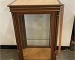 BEVELED GLASS COLUMN CURIO W/ CLOTH TOP
