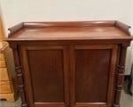 MAHOGANY TWO DOOR CABINET CARVED SIDE POST & FEET
