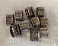 10 ANTIQUE STERLING SILVER NAPKIN RINGS
