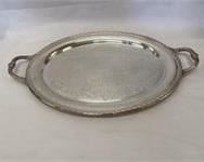 ANTIQUE DOUBLE HANDLED SILVER TRAY 24"

