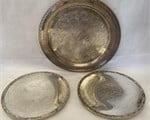 LOT OF 3 SILVER TRAYS