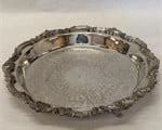 ANTIQUE 3 FOOTED SILVER ROUND TRAY 11 1/2"

