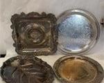 LOT 4 SILVER SERVING TRAYS