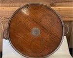 HEAVY WOOD BOTTOM SERVING TRAY W/ HANDLES
