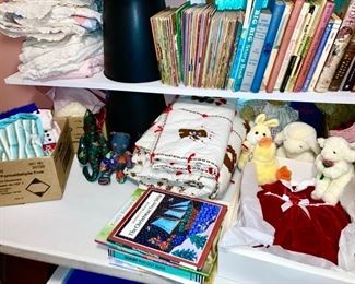 Kids books, clothing, linens