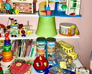 Vintage toys, Fisher Price, Tupperware, tinker toys, etc