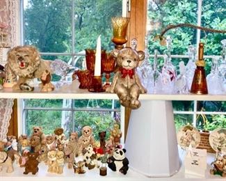 Collectible figurines, bears, lions, many bells