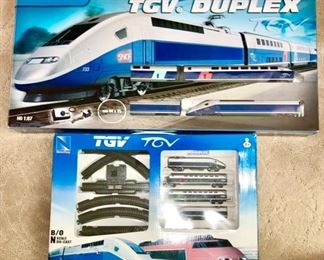 Jouef TGV Duplex HO 1:87 train set in box and TGV B/O N scale die cast train set in box