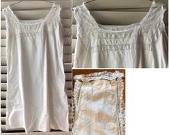 REDUCED!  $20.00 NOW, WAS $30.00..................Sleeveless gown, #4
Original mother of pearl buttons hold shoulder straps together. 
