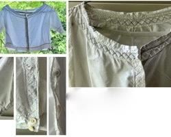 REDUCED!  $18.75 NOW, WAS $25.00....................Short sleeve blouse, #14
All of the original mother of pearl buttons are present.
