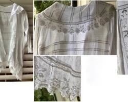 $40.00...................Long sleeve bed shirt, #15
This kind of hand embroidery is called “Sfilato Siciliano”
