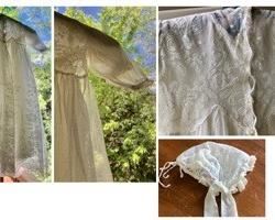Close up lace pattern: Baptism Gown and Bonnet 
