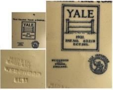 Yale University Blue and White Dinner Plates by Wedgwood of Etruria, England.