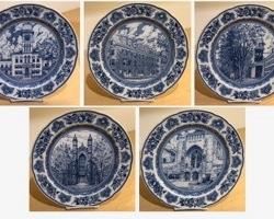 Yale University Blue and White Dinner Plates by Wedgwood of Etruria, England. 