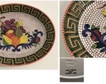 REDUCED!  $18.00 NOW, WAS $24.00........................Hand-Painted Mosaic Ceramic Plate from Italy,  19.5”L x 15.5”H”